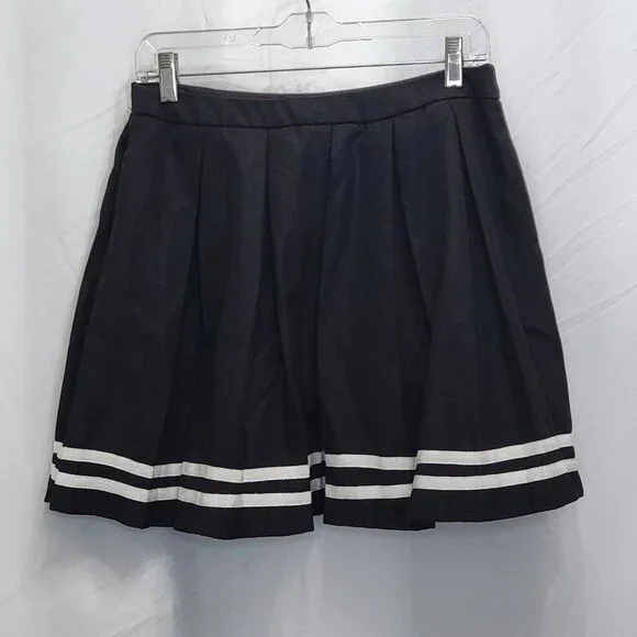 NEW Hot Topic Pleated Cheer Skirt Juniors Medium M Black Mini Tennis Goth FF12D - Picture 3 of 6